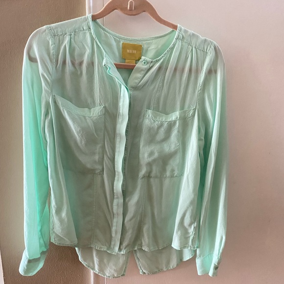 Anthropologie Maeve Mint Green Clara Blouse size 4 - Picture 3 of 7